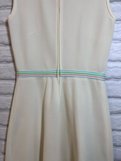 Vintage Dress Vanill Sheath Dress w/ Rainbow Detail