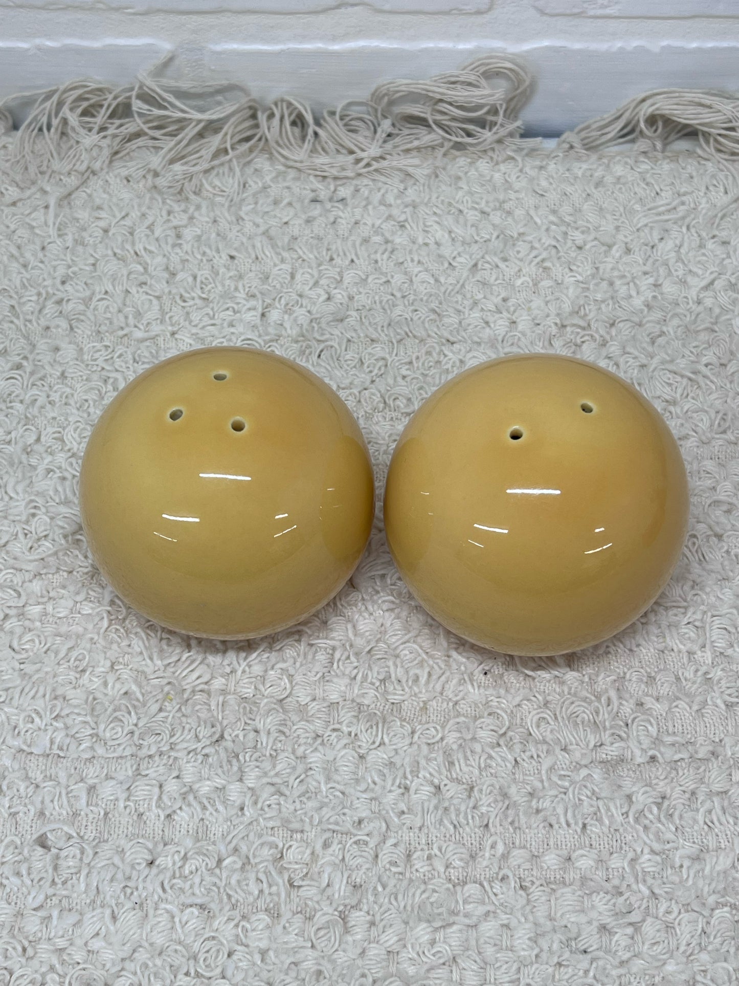 Yellow Ball Salt & Pepper Shaker Set (2) Stamped Japan