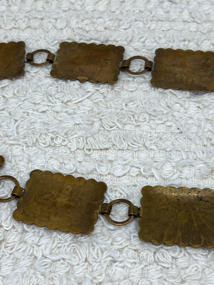 32" Copper Stamped Concho Belt Vintage 1970's