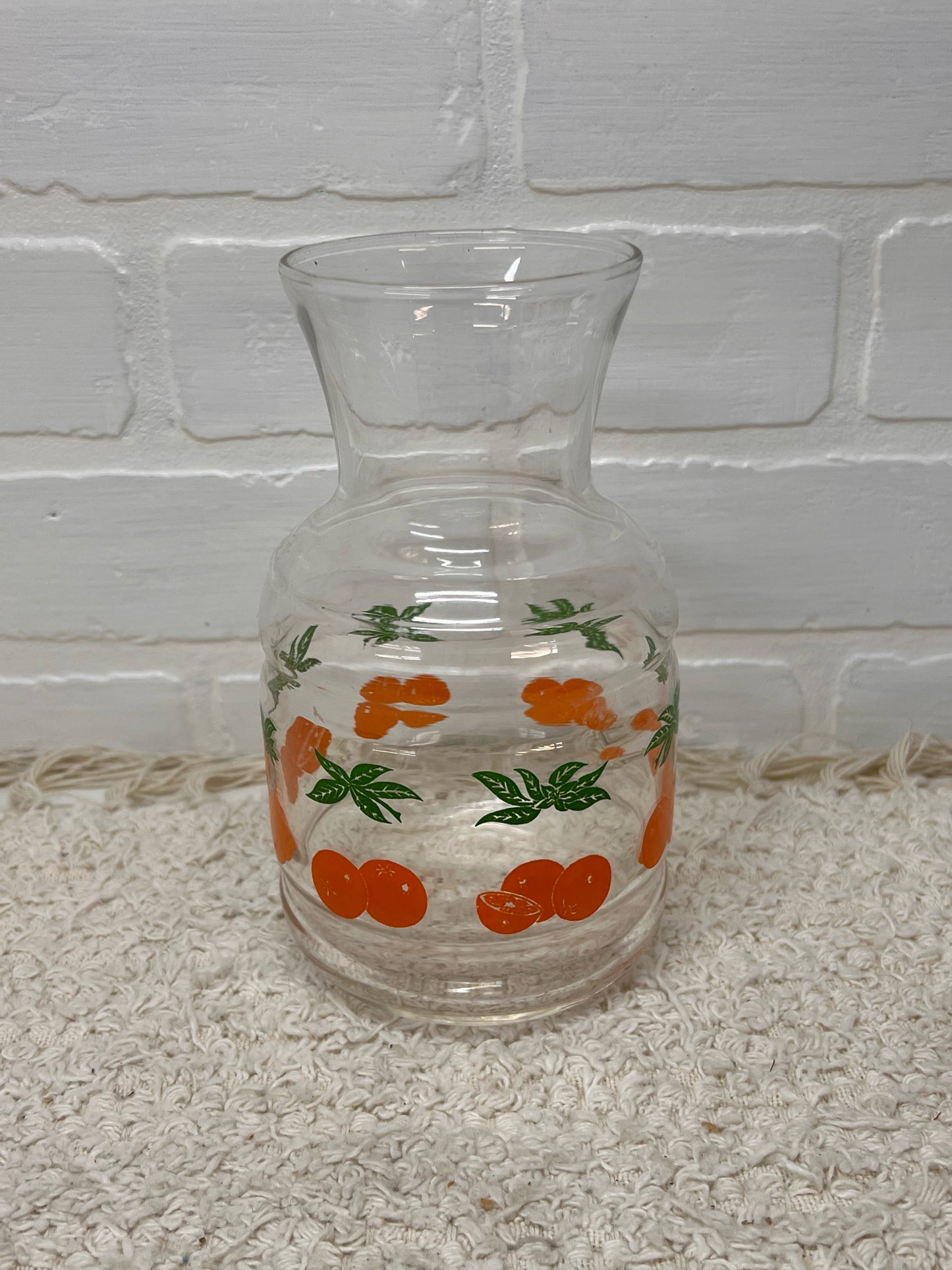 Vintage Small Orange Juice Glass Carafe 7" Tall
