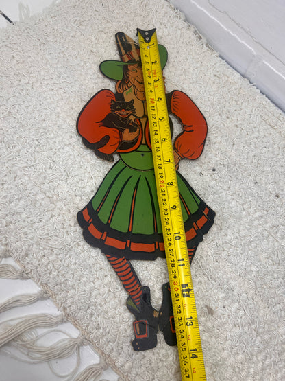 Vintage 1940's Beistle Wiggly Witch Cardboard/Cardstock Jointed Witch Cutout