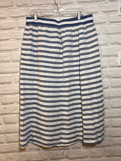 Size 1X J Jill Blue & White Striped Linen Midi Skirt