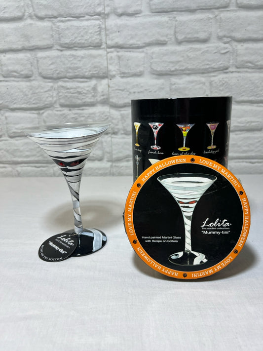 Lolita hand painted Mummy-tini Halloween martini glass