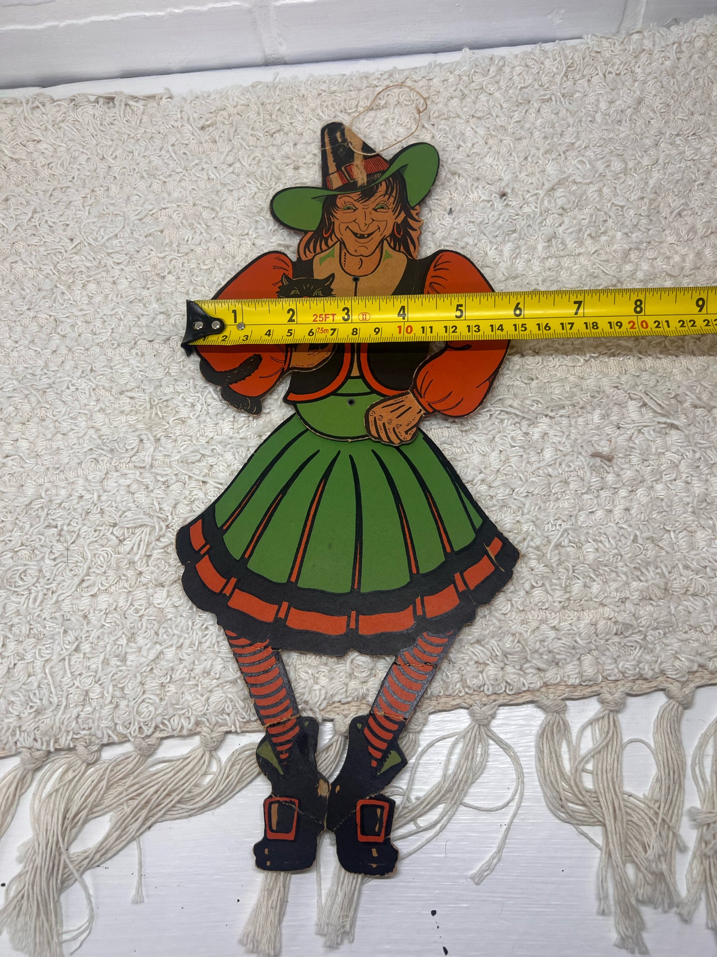Vintage 1940's Beistle Wiggly Witch Cardboard/Cardstock Jointed Witch Cutout