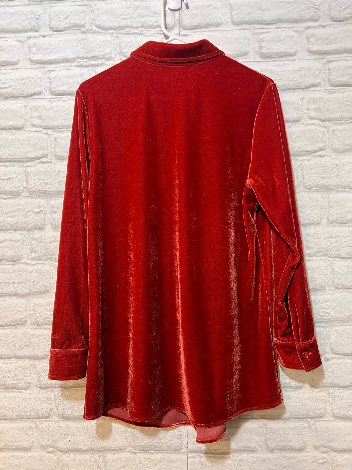 Size S Soft Surroundings Button Down Orange Velour Layering Tunic