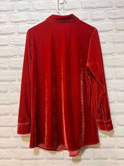 Size S Soft Surroundings Button Down Orange Velour Layering Tunic