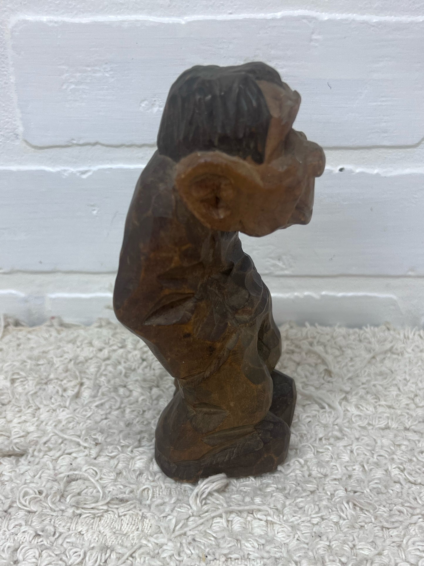 Vintage Hand Carved Wooden Troll Signed DAM - 6" Scandinavian Folk ARt