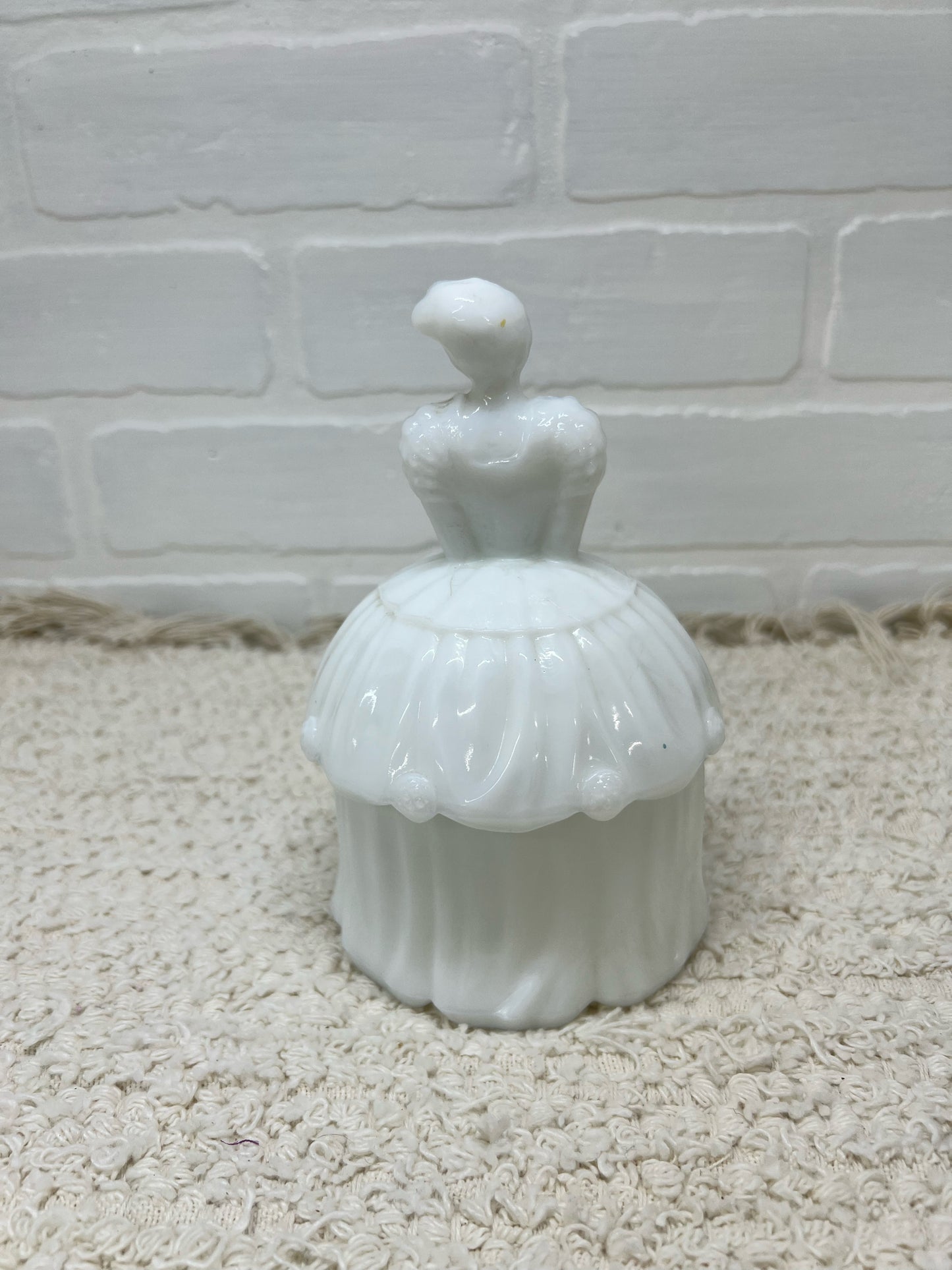 Milk glass lady trinket/powder box