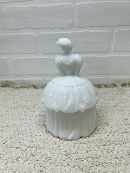 Milk glass lady trinket/powder box