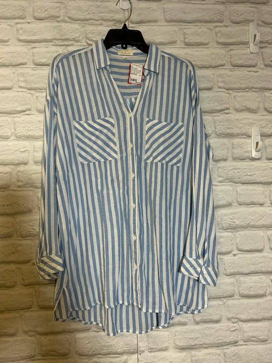 Size S Thread & Supply Blue & Whte Striped Blouse