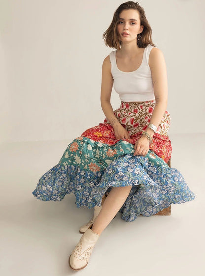 Kismet Patchplay Skirt in Poppy Bloom Sizes S-XXXL