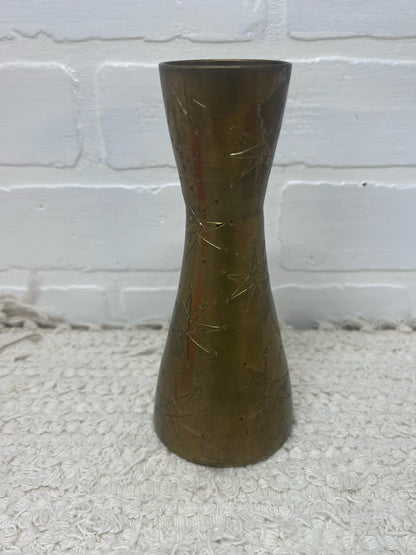 Vintage Brass Vase w/ Atomic Etched Design