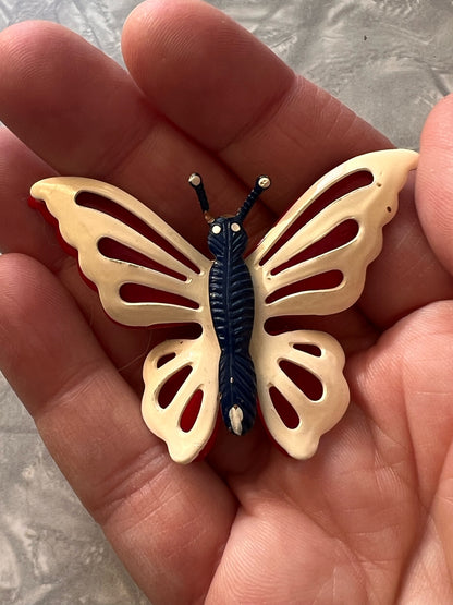 Vintage Enameled Butterfly Pin