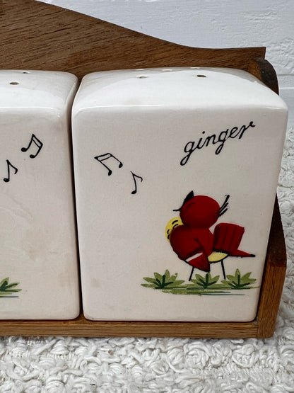 Ucagco Spice Jar Set - Singing Red Bird - Hard to Find