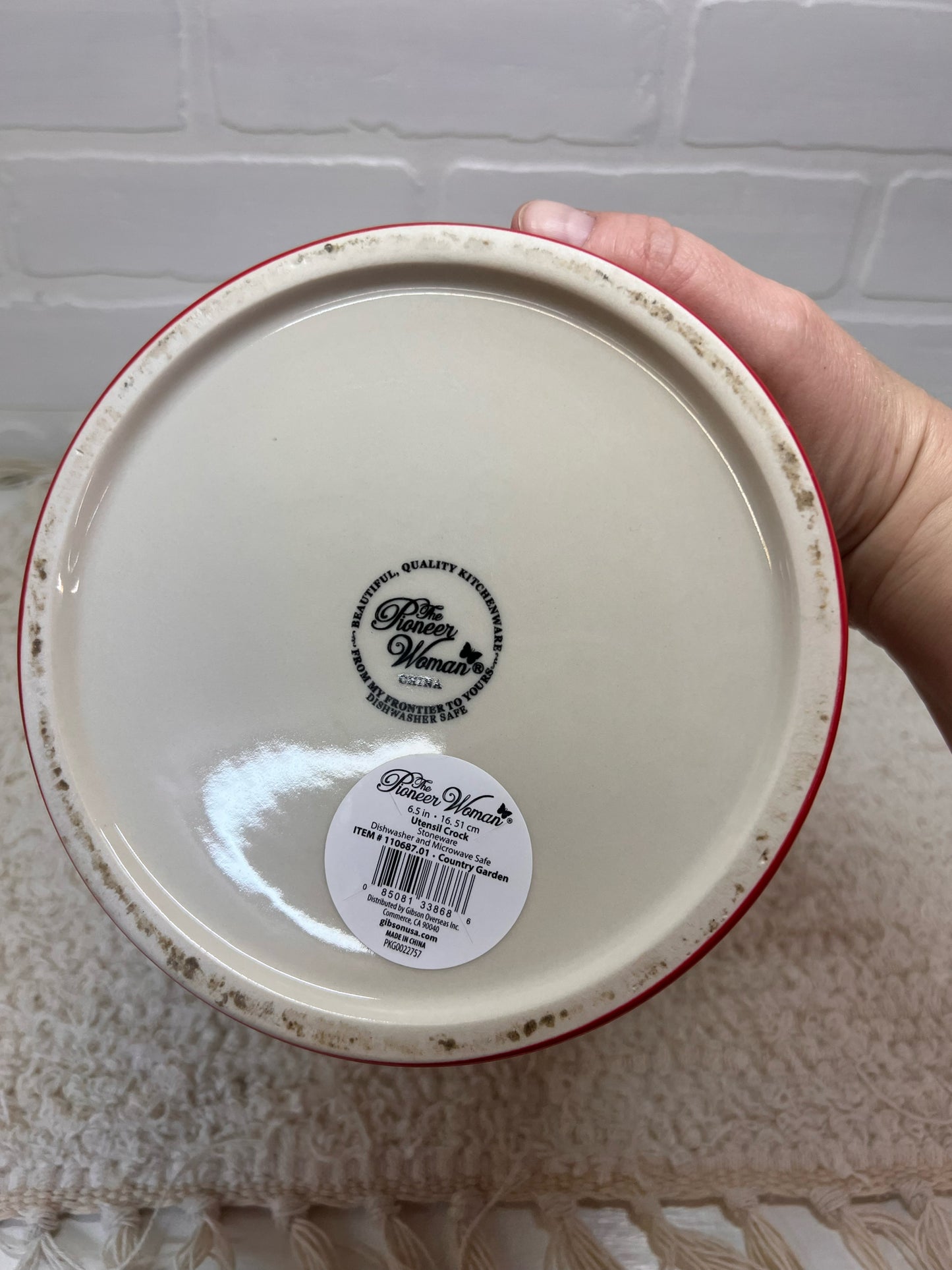 Pioneer Woman Red Floral Utensil Crock