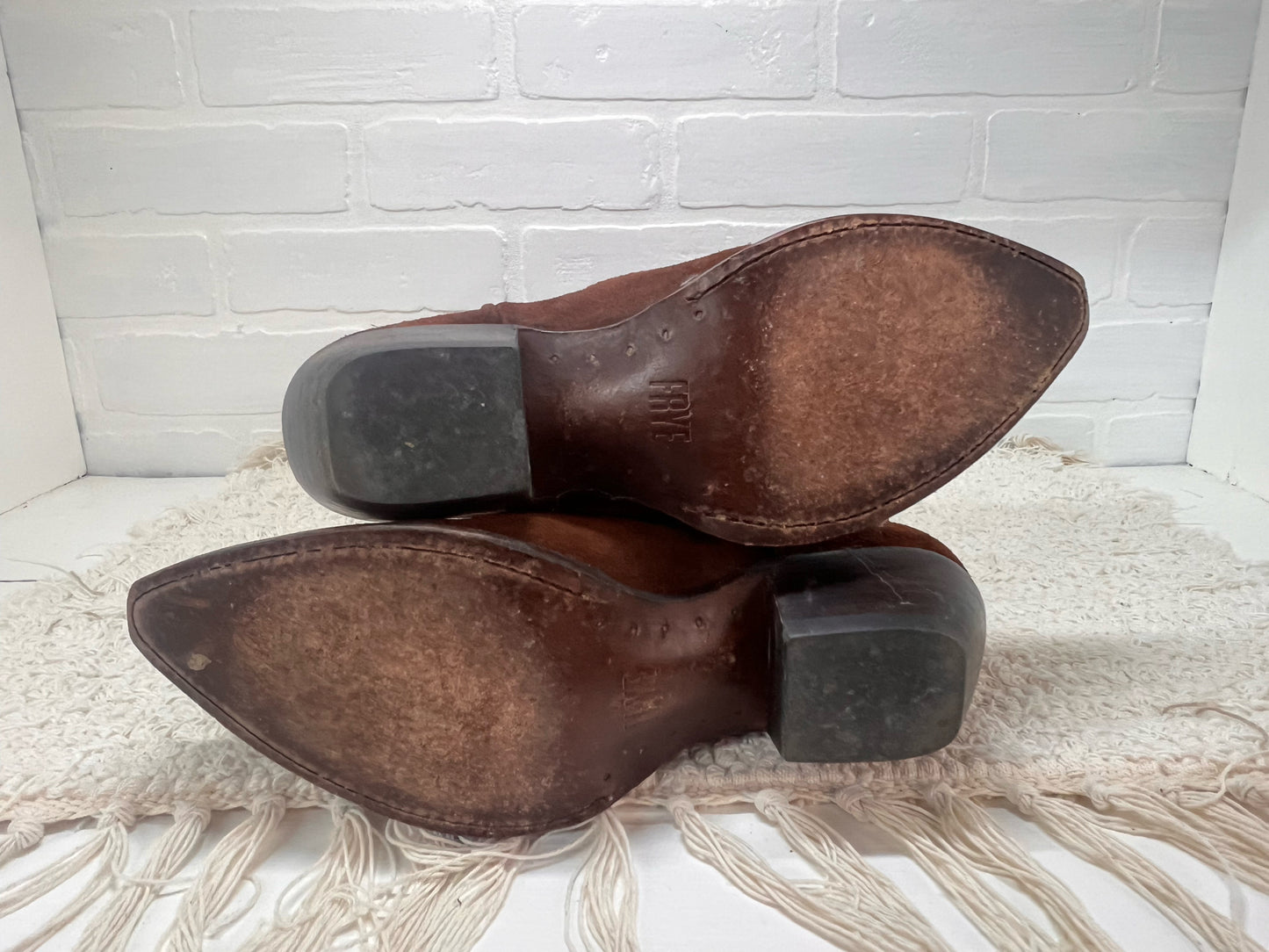 Frye Size 7 Sacha Tall Western Boots Brown Suede Leather