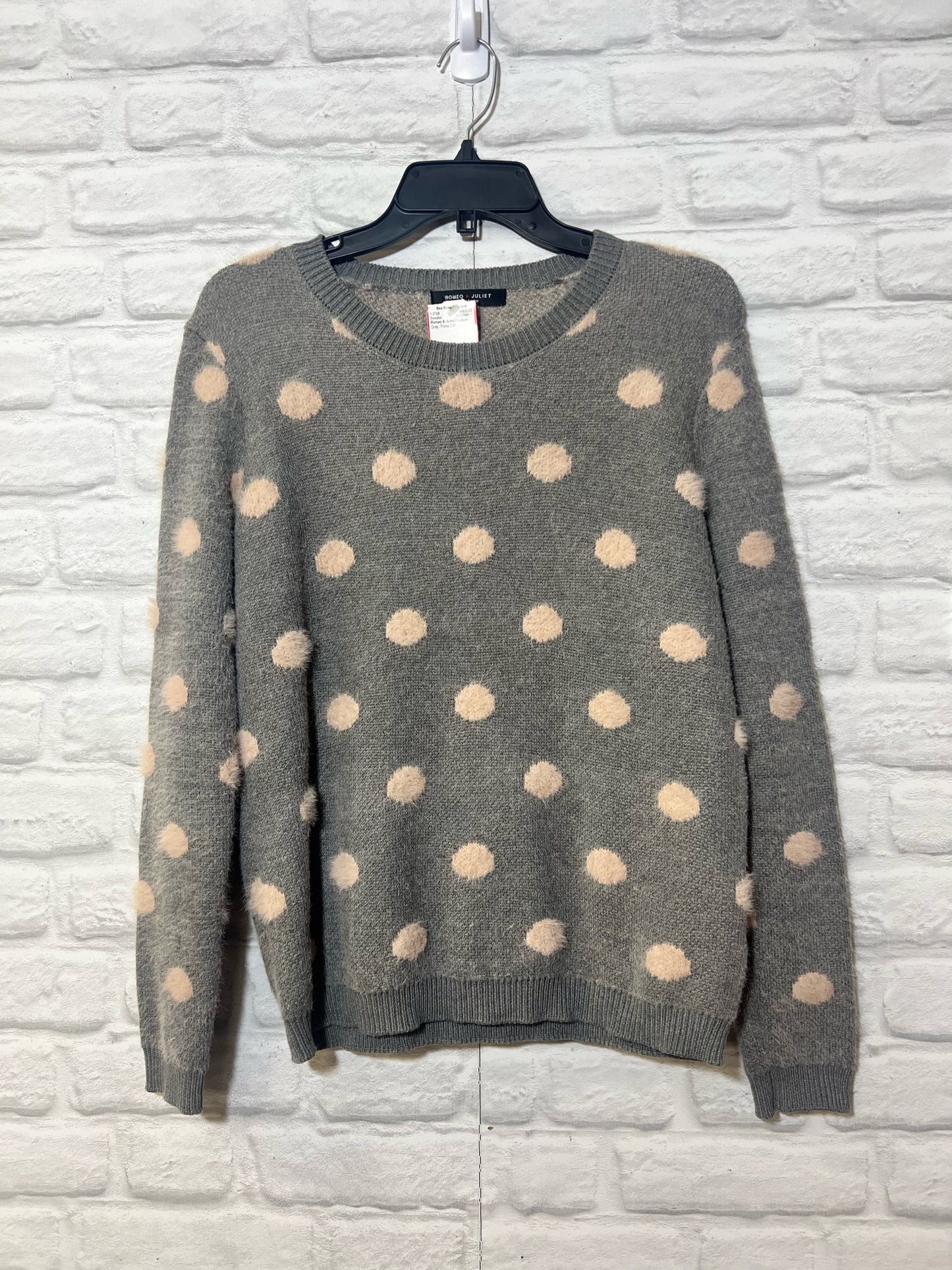 Size M Romeo & Juliet Couture gray and pink polka dot sweater