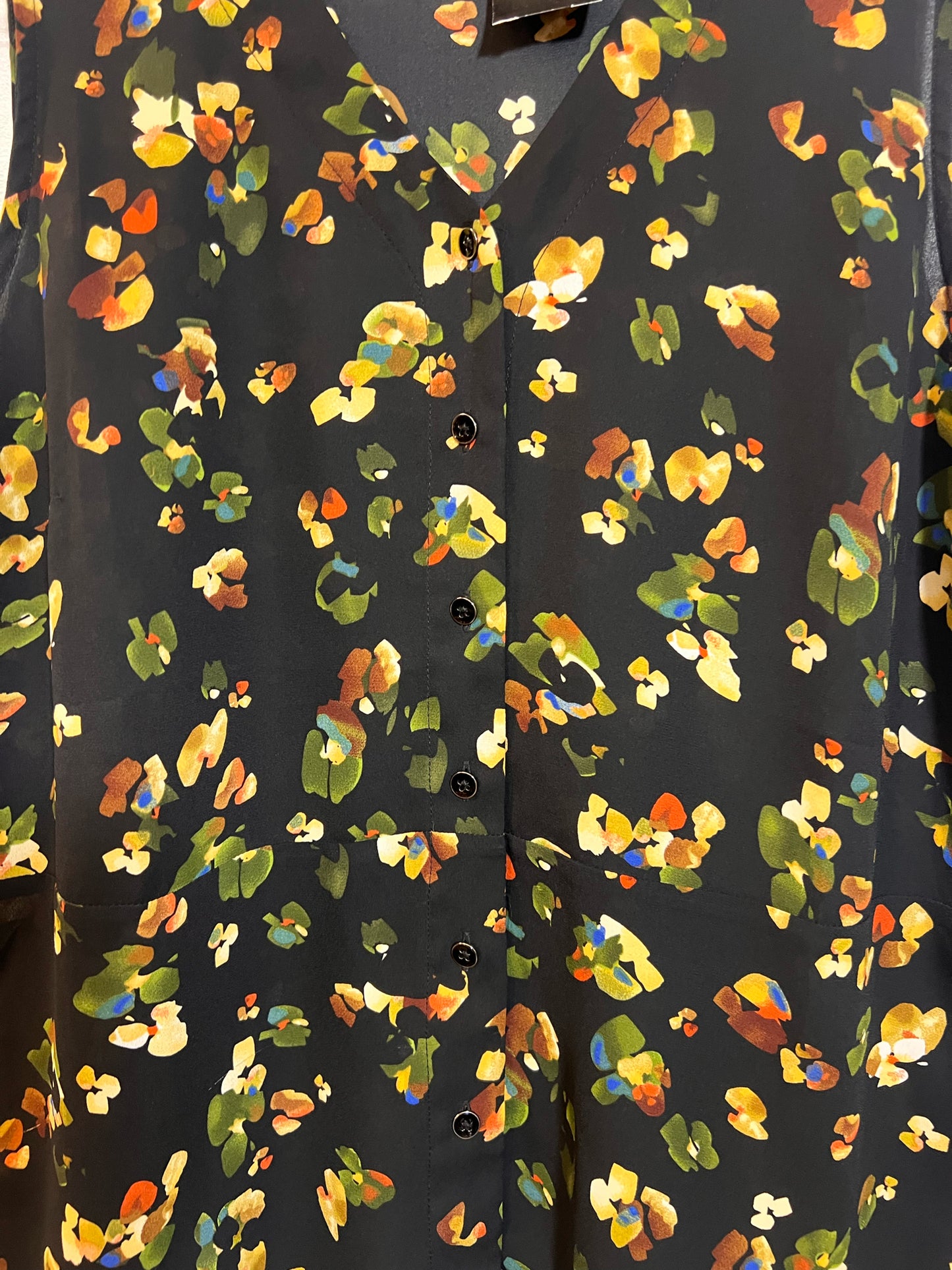 Size L CAbi Black Floral Tank Blouse
