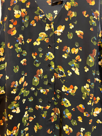 Size L CAbi Black Floral Tank Blouse