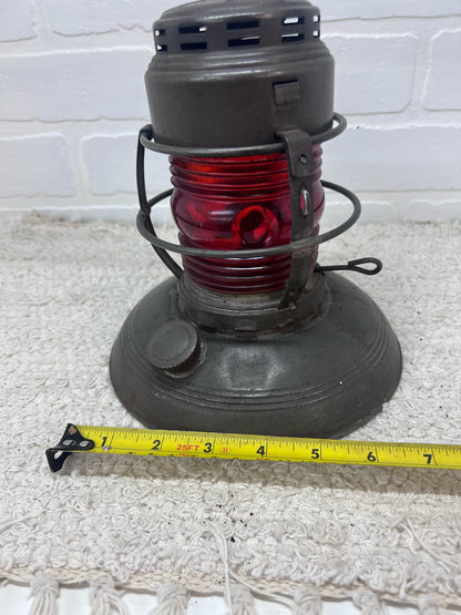 Embury Traffic Gard Kerosene Warning  Lantern Red Lens Circa 1940s