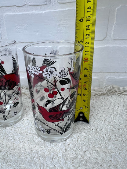 Hazel Atlas Set of 2 Scarlet Tanager Drinking Glass