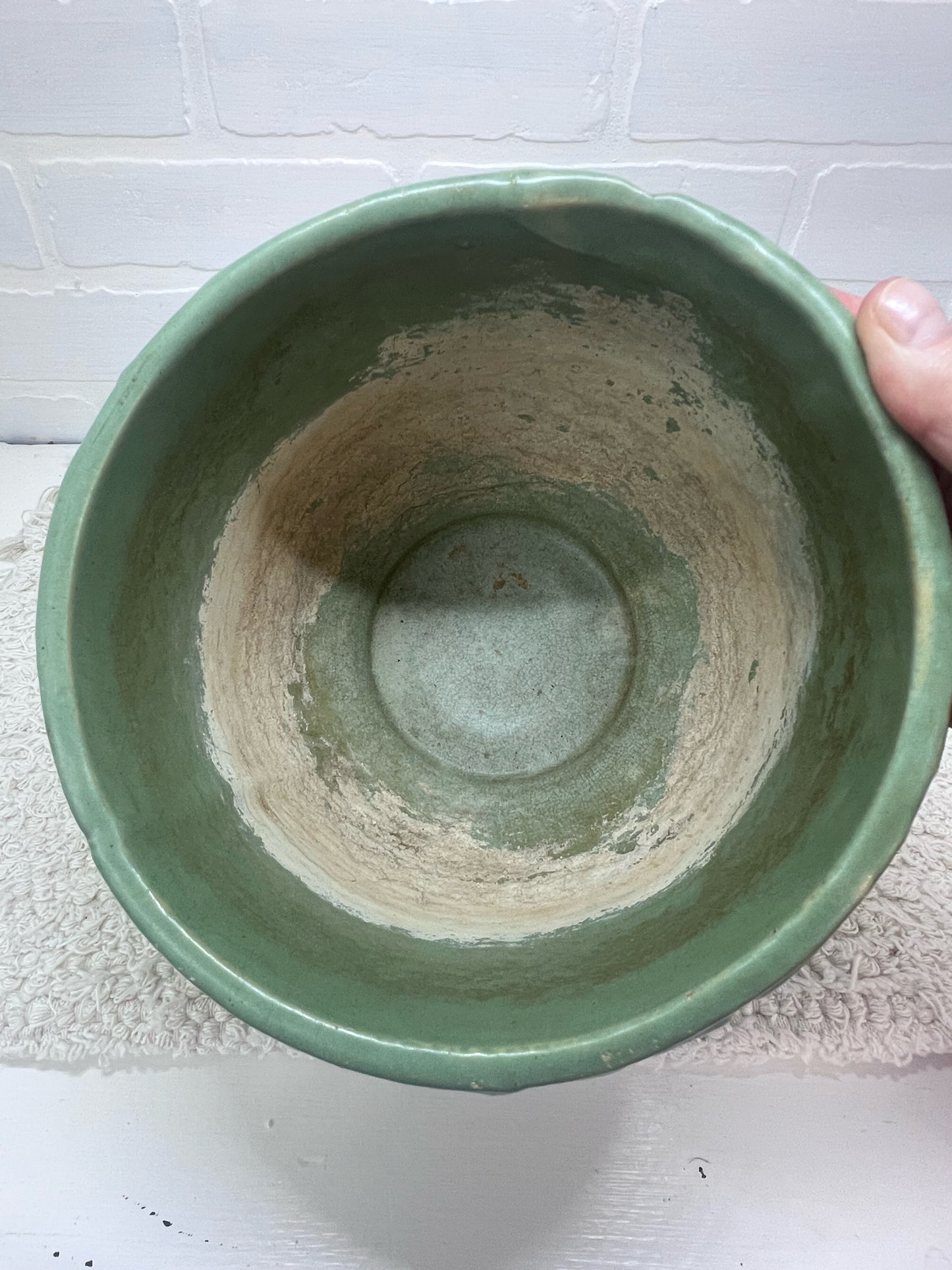 McCoy Green Glazed Jardiniere Circa 1930's 7" Tall