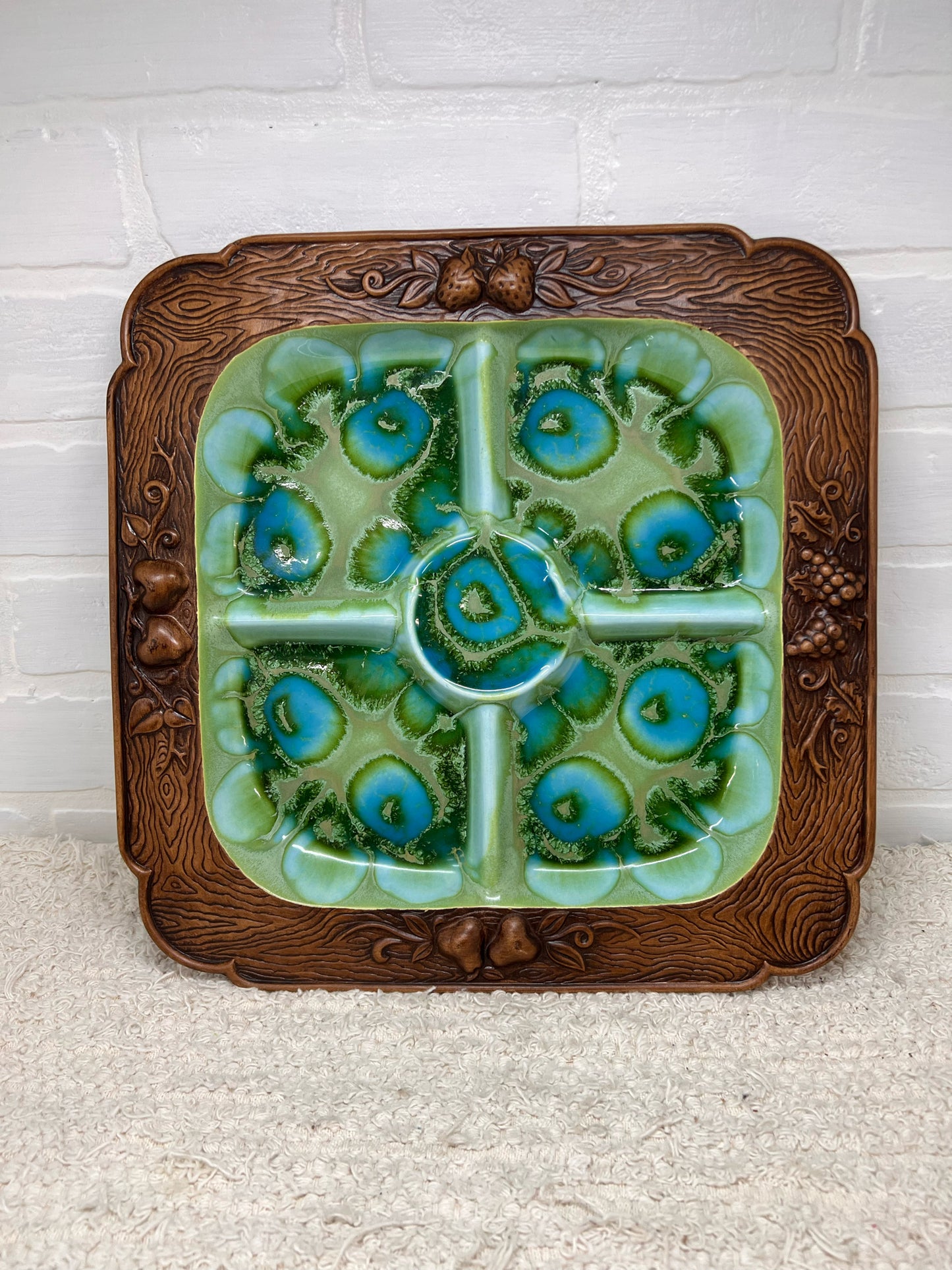 Vintage Treasure Craft Divided Serving Tray - Fruit Motif