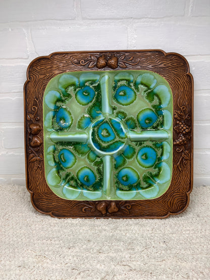Vintage Treasure Craft Divided Serving Tray - Fruit Motif