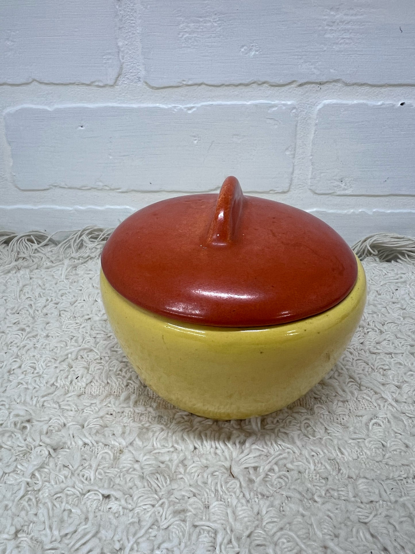 Stangl Pottery Sugar Bowl - Art Deco Orange & Yellow