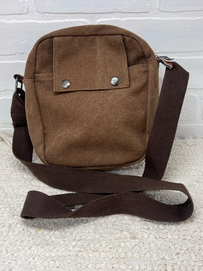Harwish  Brown Canvas Square Crossbody Bag