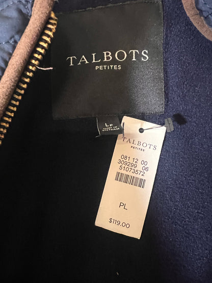 Size L Petite Talbots NWT Navy Blue Fleece Lined Quilted Vest