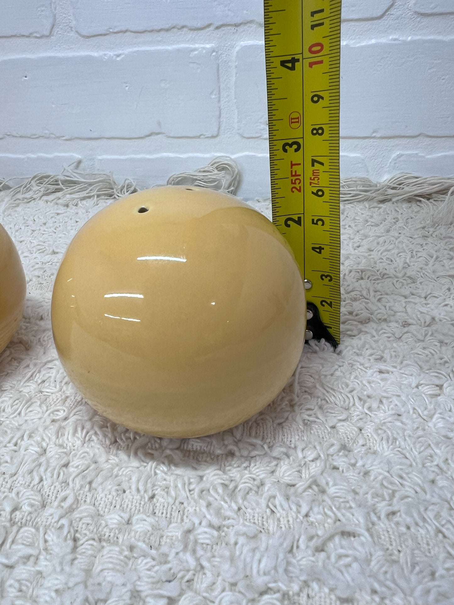 Yellow Ball Salt & Pepper Shaker Set (2) Stamped Japan