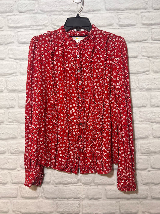 Size 12 Boden Red Floral Button Down Shirt