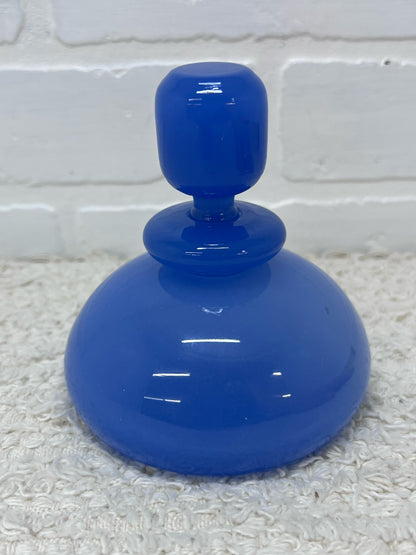 Vintage Mid-Century Blue Opaline Art Glass Perfume Bottle w/ Stopper