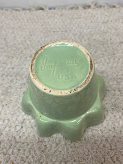 Imperial Pottery Mottled Mint Green Ruffled Flower Pot