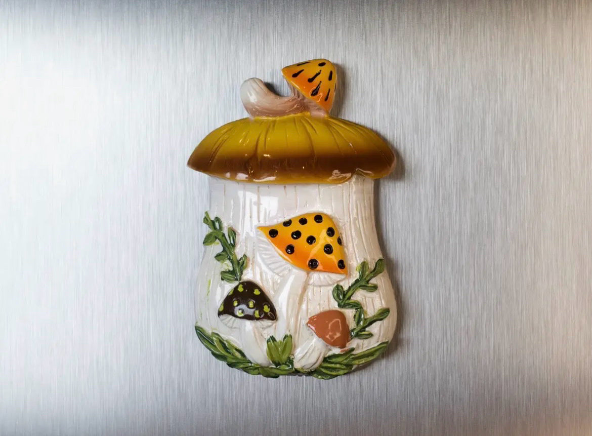 Merry Mushroom Inspired Resin Magnet - Handpainted 70's Nostalgia