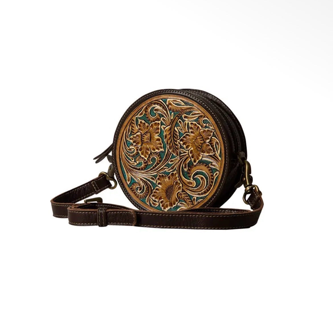 Myra Bag Magnolia Lane Hand-Tooled Round Bag