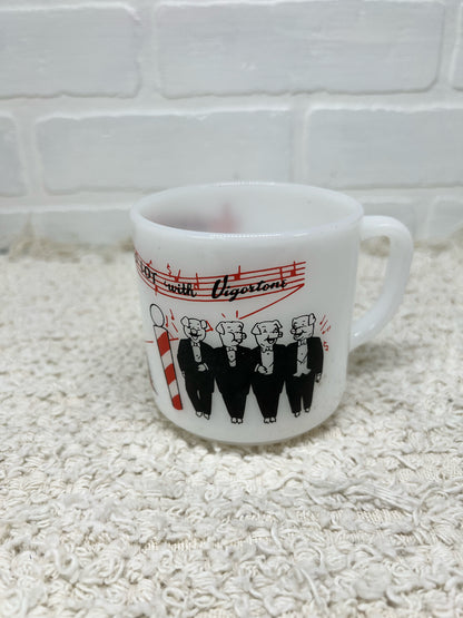 Vintage Federal milkglass 'Vigortone' advertising mug