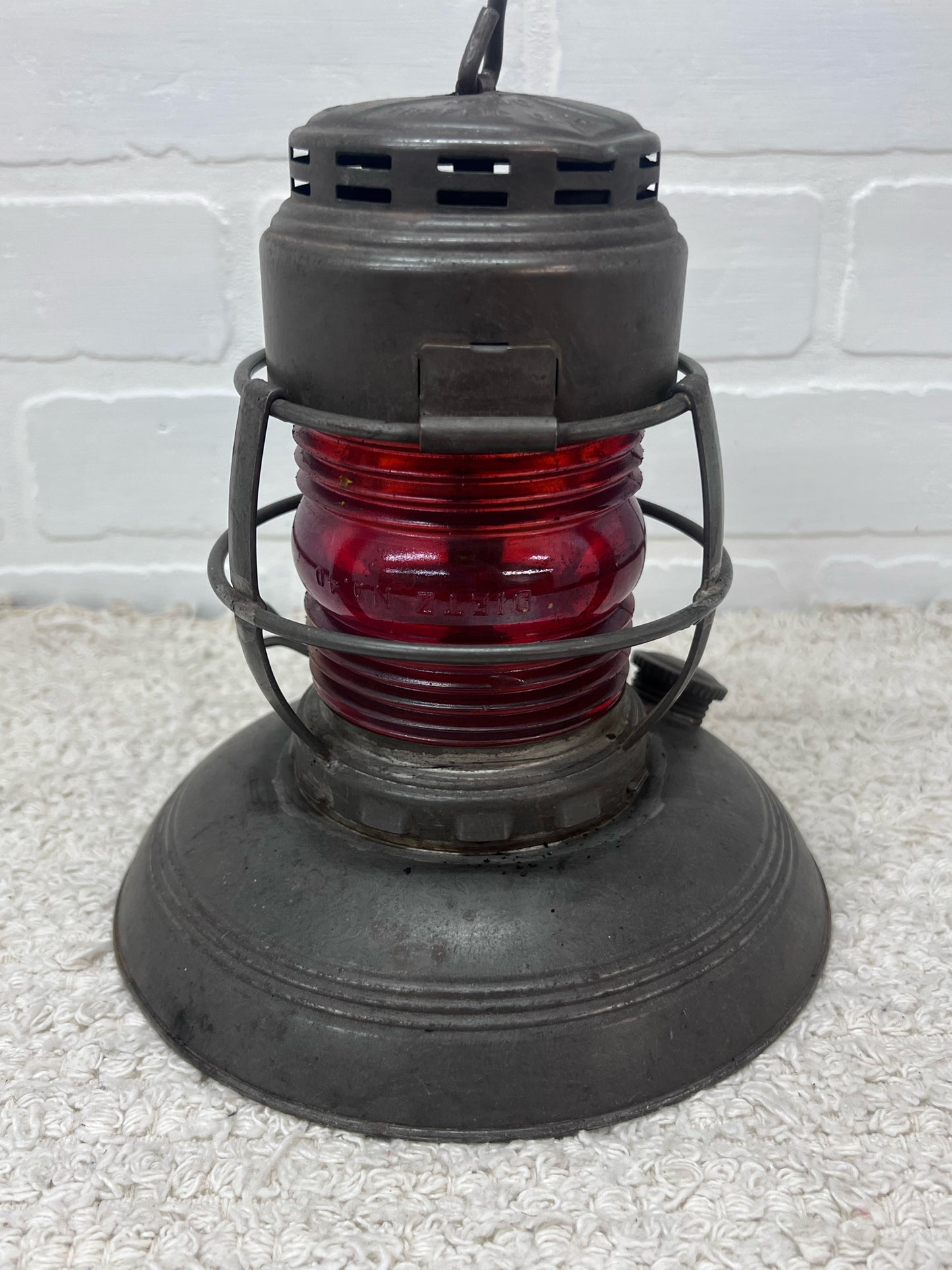 Embury Traffic Gard Kerosene Warning  Lantern Red Lens Circa 1940s