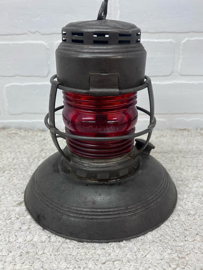 Embury Traffic Gard Kerosene Warning  Lantern Red Lens Circa 1940s