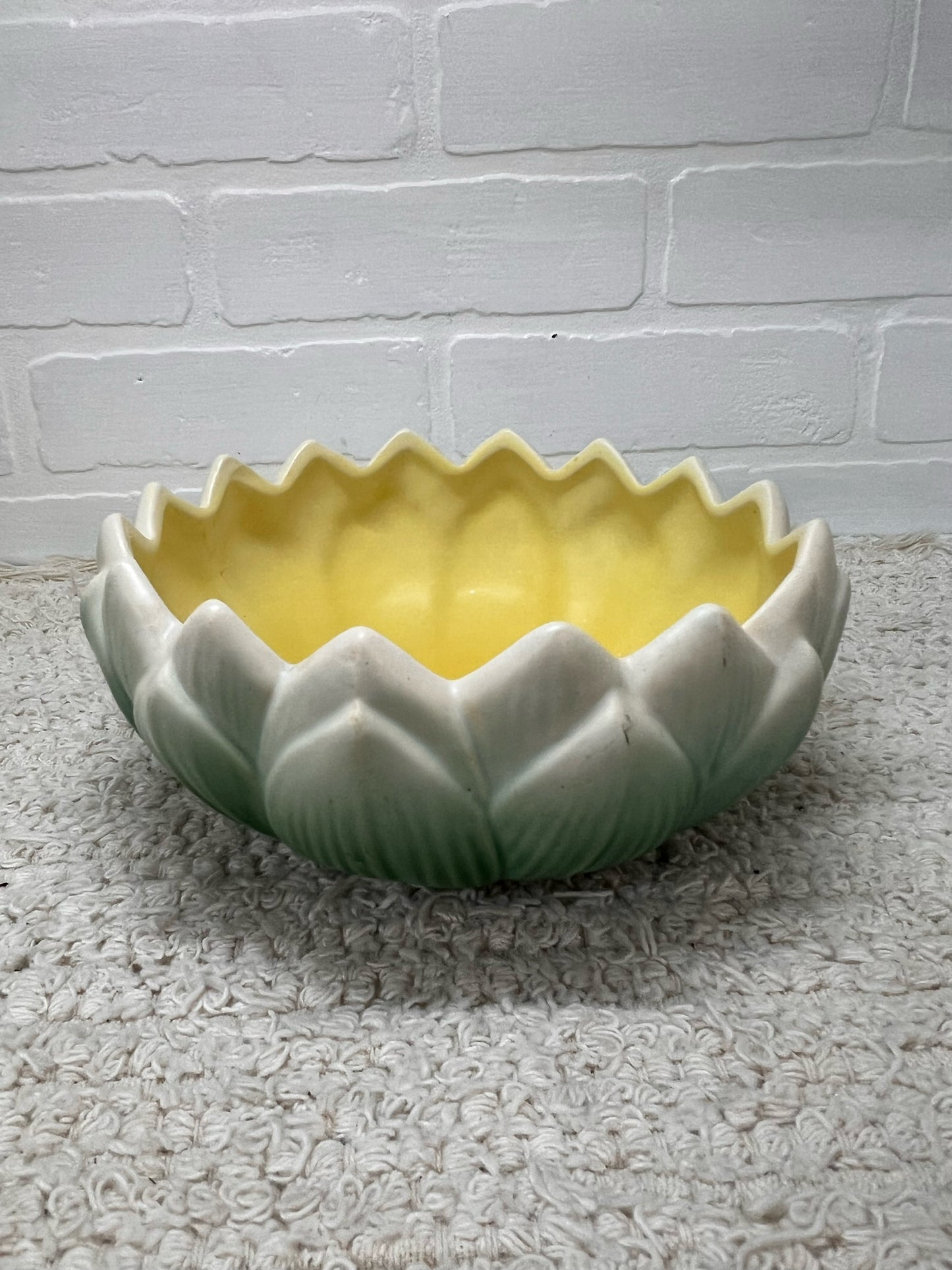 Weller Pottery Green & Yellow Lotus Bowl
