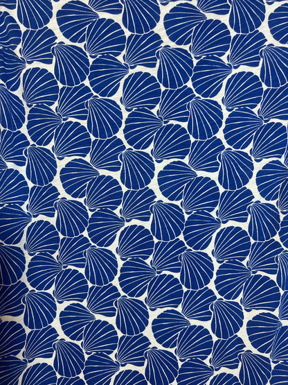 Size L Boden BLue & White Scallop Shell Pattern Cotton Blend Summer Blouse