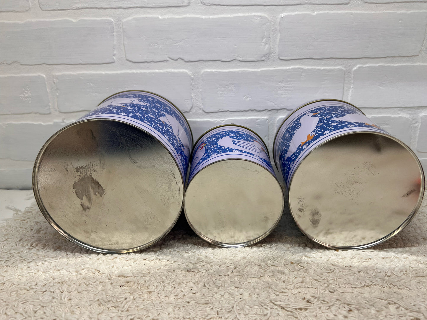 Vintage 1980's Tin Canister Trio - Pig, Duck & Chicken