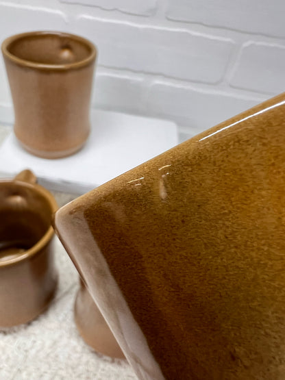 Frankoma Mug Set C5 Brown Pottery - Original Box!