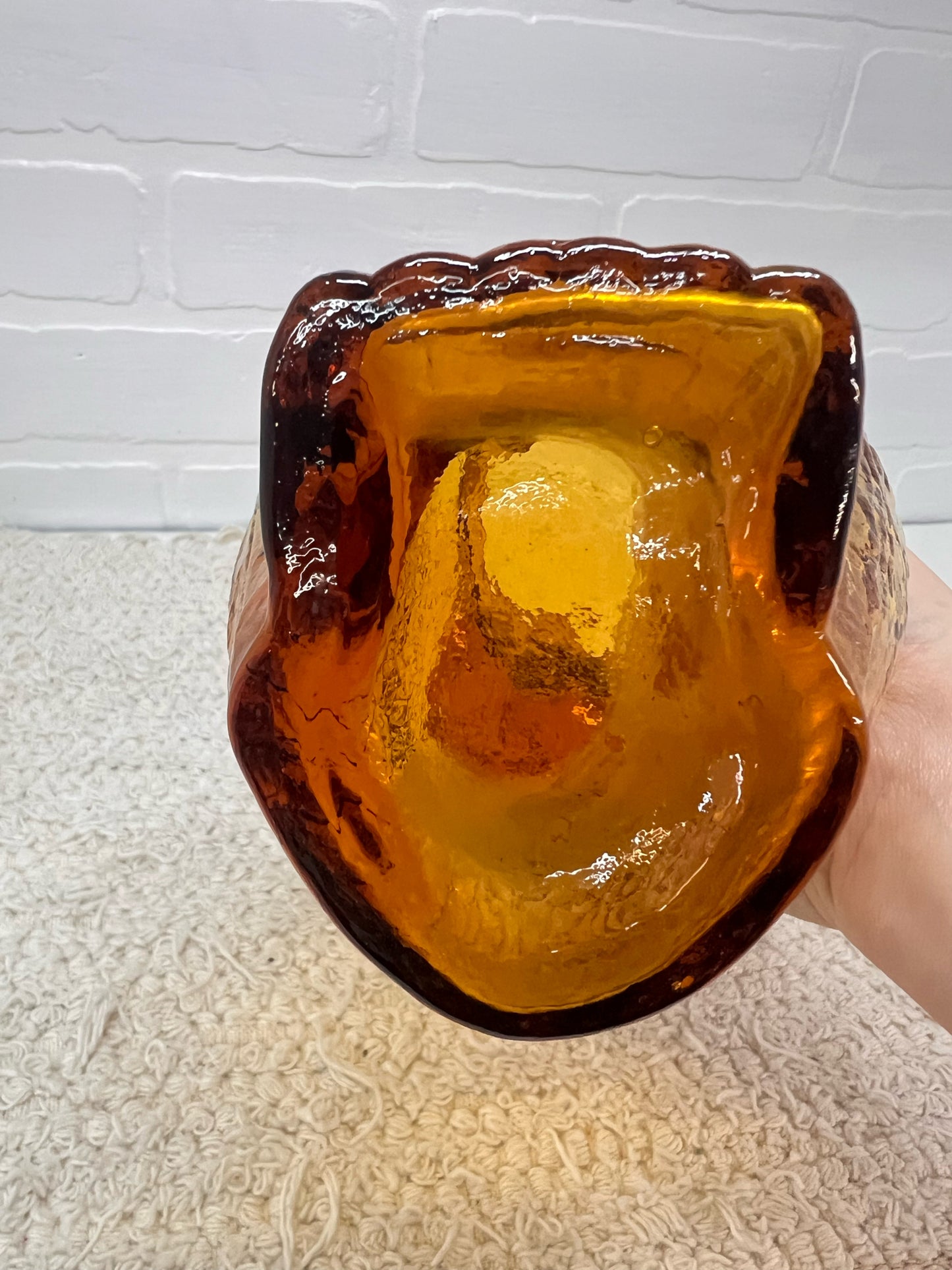 Kanawha MCM Amber Glass Owl Pitcher