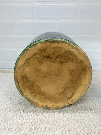 Primative painted lidded crock