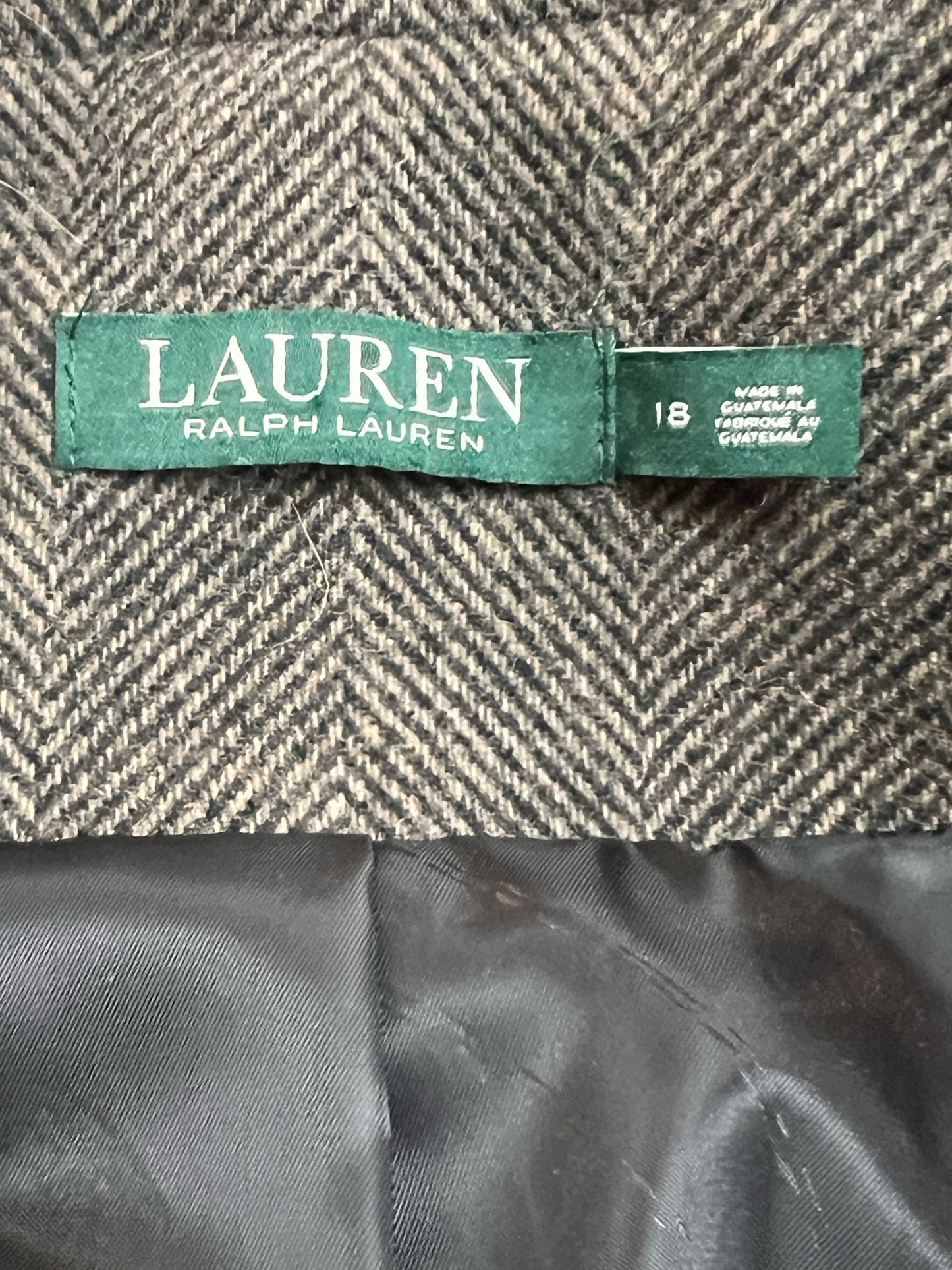 Size 18 Lauren Ralph Lauren Herringbone Tweed  NWT Coat Wool Blend