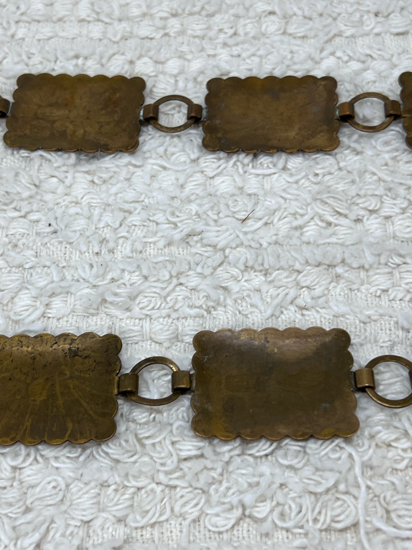 32" Copper Stamped Concho Belt Vintage 1970's