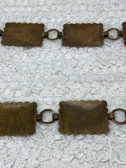 32" Copper Stamped Concho Belt Vintage 1970's