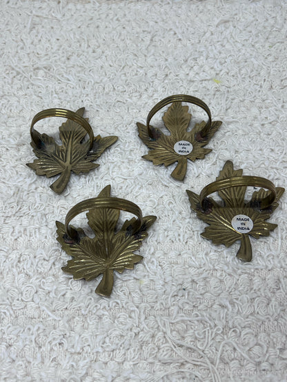 Brass Maple Leaf Napkin Ring Set (4)